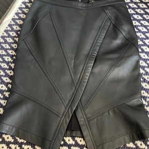 BCBG black leather skirt
